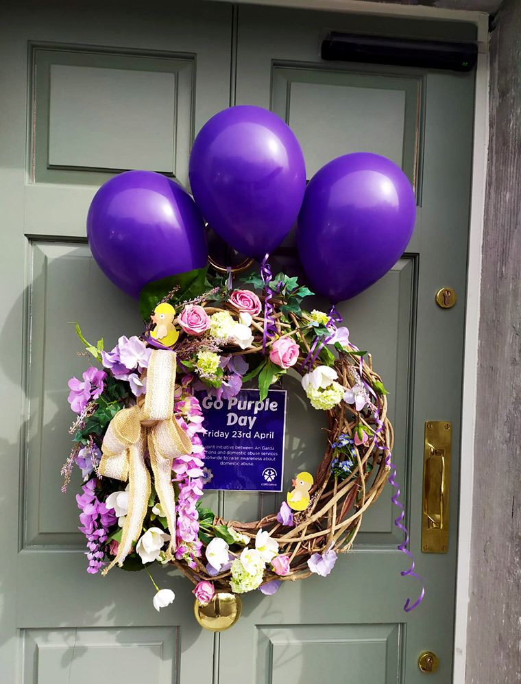 Modh Eile House front door on Go Purple Day