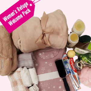 Women's pyjamas, toothpaste, shower gel, shampoo, body lotion, toothbrush, toothpaste and other items for COPE Galway refuge womens welcome pack.